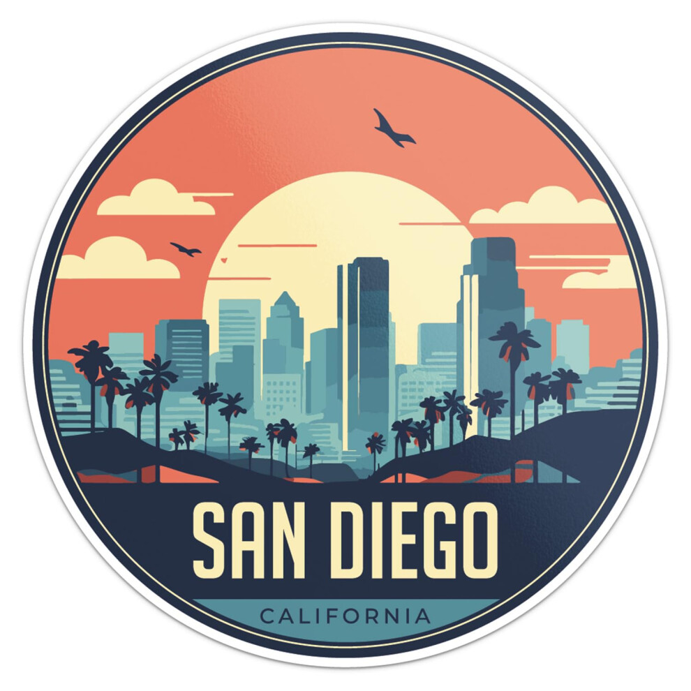 San Diego City Sticker - Waterdichte Vinyl Decal voor Auto, Laptop, Waterfles, Muur en Raam, Grootte - 5'' Lange Kant