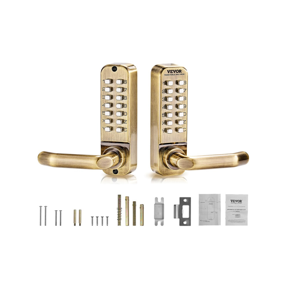 VEVOR Mechanical Keyless Entry Door Lock  14 Key Mechanical Door Lock  Mechanical Keypad Door Lock with Handle  Double-Sided Stainless Steel Waterproo