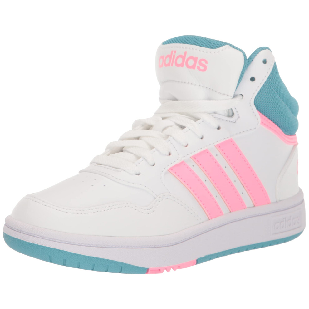 adidas Kids Hoops 3.0 Mid Basketball Shoe  White/Beam Pink/Preloved Blue  7.5 US Unisex Toddler