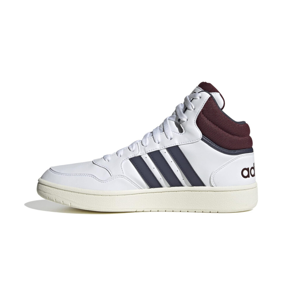 adidas Men's Hoops 3.0 Mid Basketball Shoe  White/Shadow Navy/Shadow Red  10
