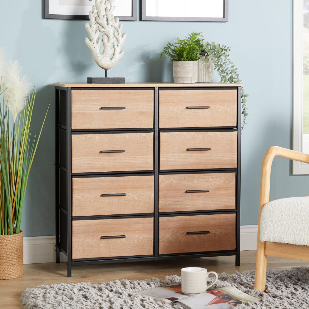 Chest 8 Storage Drawers Compact Modern Design 80cm Wide