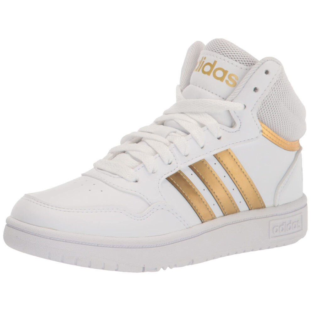 adidas Hoops 3.0 Mid Basketball Shoe  White/White/Grey  10.5 US Unisex Little Kid