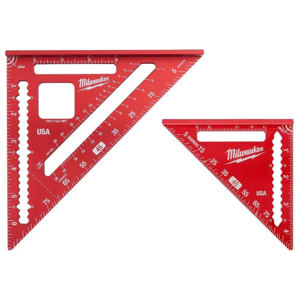 Milwaukee 7 in. Rafter Square Easy to Read MLSQ070 & MILW 4-1/2"""" Trim Square (MLSQ070-MLSQ040)