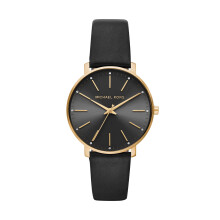 Michael Kors Pyper Damenuhr mit drei Zeigern und schwarzem Lederarmband (Modell: MK2747)