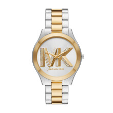 Michael Kors Slim Runway Damenuhr mit drei Zeigern und zweifarbigem Edelstahl (Modell: MK4735)