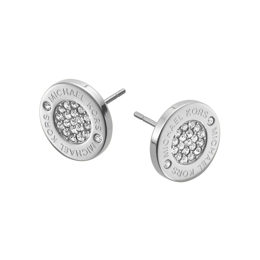 Michael Kors Stainless Steel Pav? Crystal MK Logo Stud Earrings for Women  Color: Silver (Model: MKJ3352040)