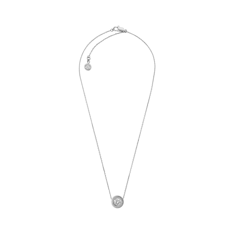 Michael Kors Stainless Steel and Pav? Crystal Pendant Necklace for Women  Color: Silver (Model: MKJ5341040)