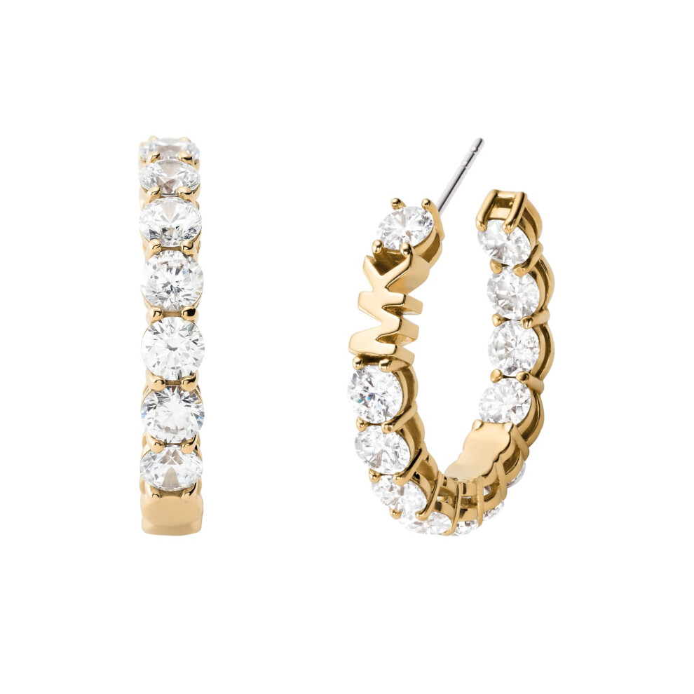 Michael Kors Brass And Cubic Zirconia Hoop Earrings for Women  Color: Gold (Model: MKJ7310710)
