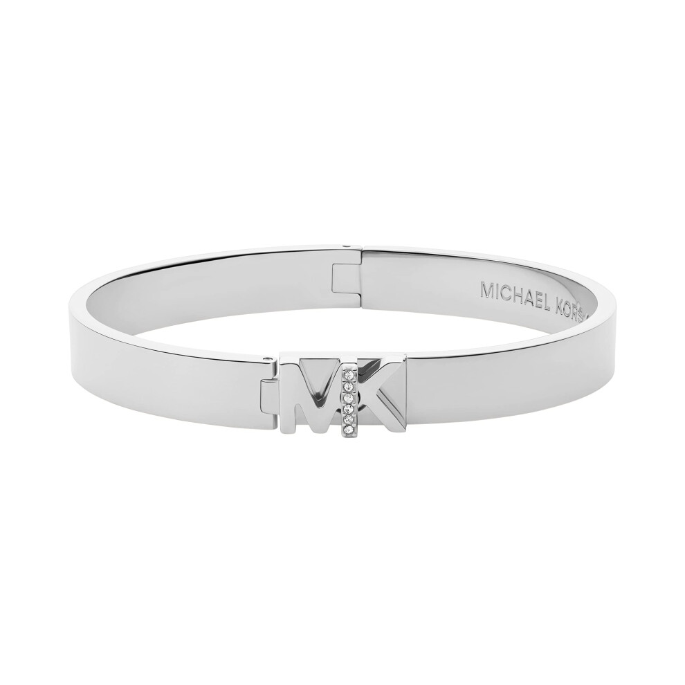 Michael Kors Stainless Steel MK Logo Bangle Bracelet for Women  Color: Silver (Model: MKJ7698040)
