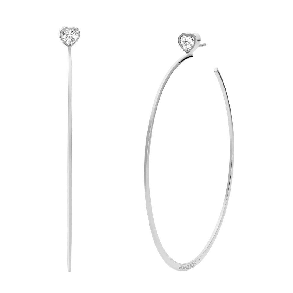 Michael Kors Stainless Steel and Cubic Zirconia Hoop Earrings for Women  Color: Silver (Model: MKJ7901040)
