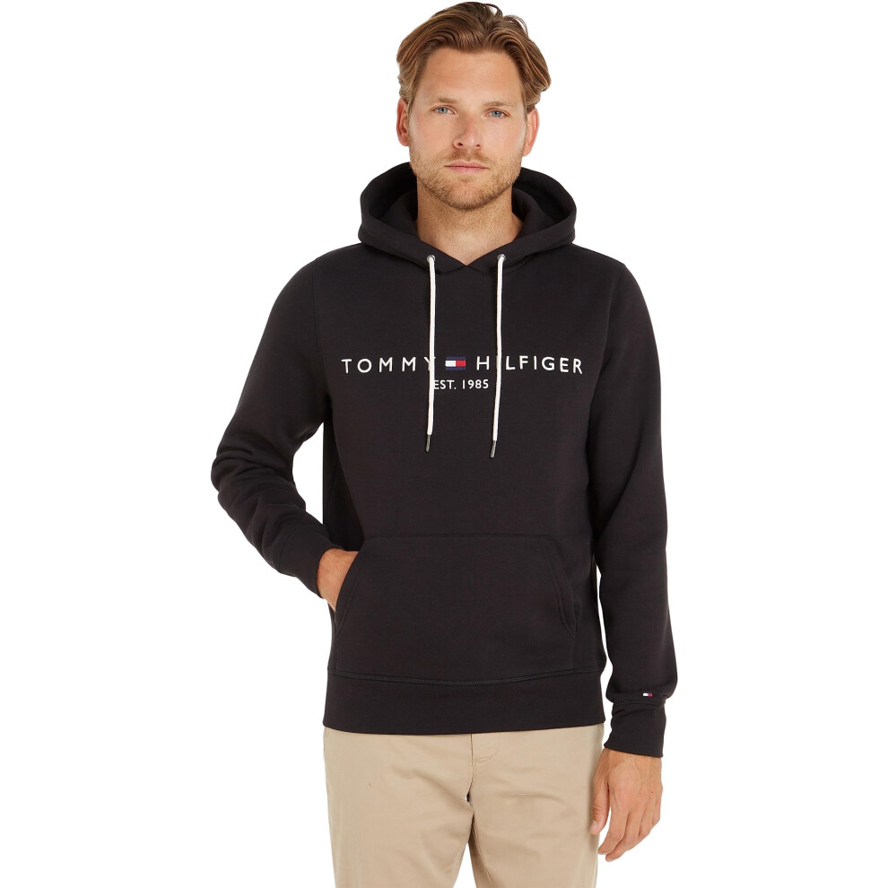Tommy Hilfiger Men's Black Logo Flex Fleece Hoodie - Jet - Xs - Image 2