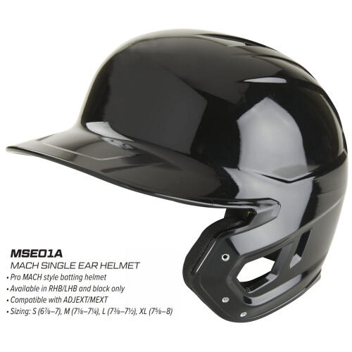 Rawlings | MACH Single Ear Batting Helmet | Right Hand Batter | Small | Black 2