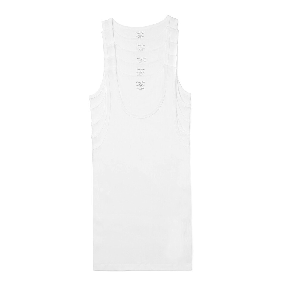 Calvin Klein mens 100% Cotton Classics Fit 5-pack Tanks   White- M