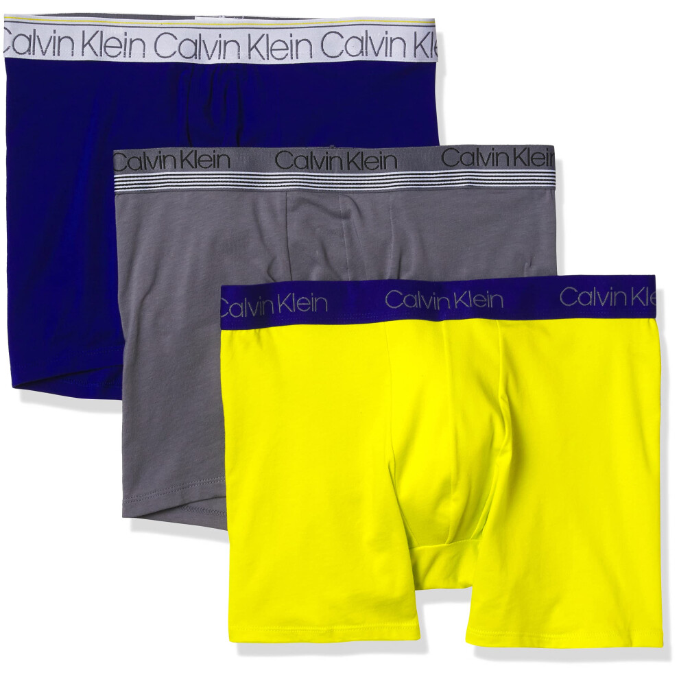 Calvin Klein Men's Underwear Multipack Cool Stay Fresh Boxer Briefs  Blue Flannel  Kewl Lime  Pewter  L