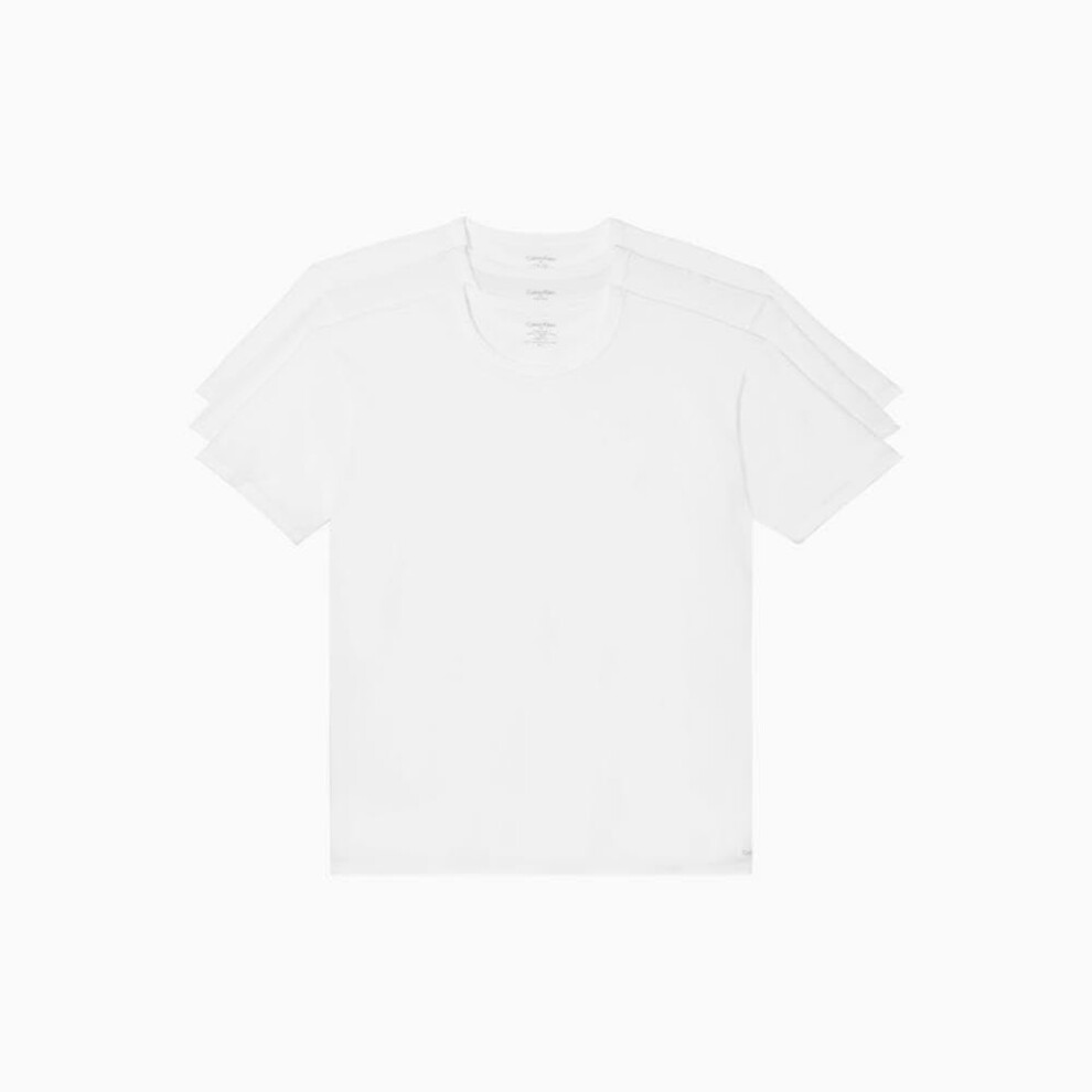 Calvin Klein Men's Cotton Stretch Undershirt Packs  3 White-Crewneck  X-Large