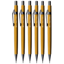 Pentel 0,9 mm (P209-G) gele P200-serie automatisch mechanisch tekenpotlood, hervulbare loden gum (pak van 6)
