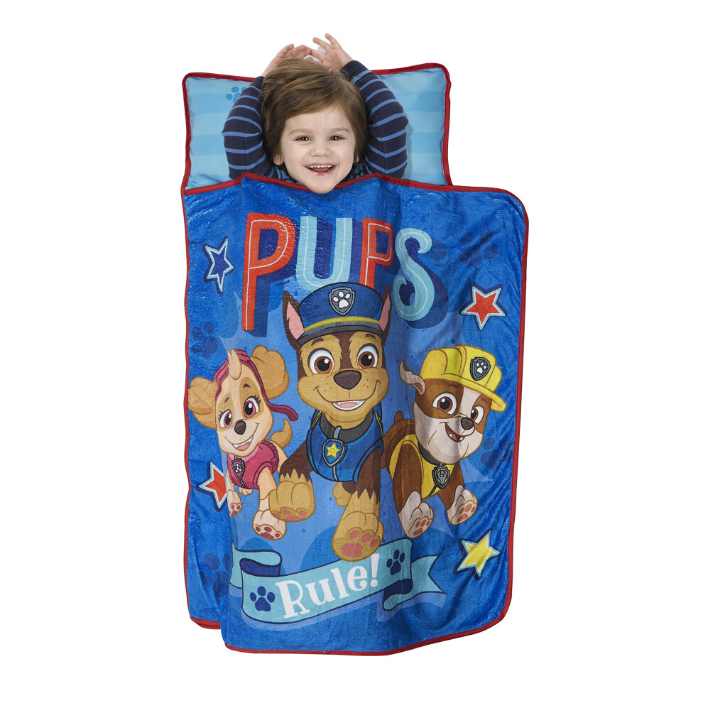 Paw Patrol We're A Team Toddler Nap-Mat Set - Includes Pillow and Plush Blanket - Great for Girls or Boys Napping During Daycare or Preschool - Fits T