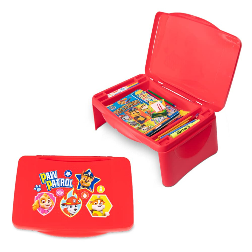 Paw Patrol Kids Lap Desk with Storage - Folding Lid and Collapsible Design - Portable for Travel or use in Bed at Home - Great for Writing  Reading or