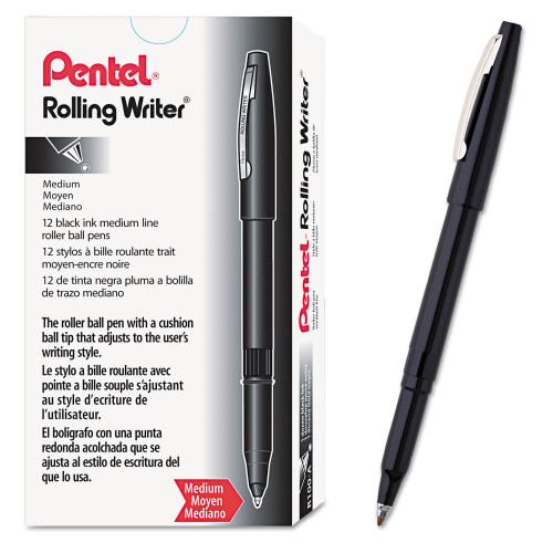 Pentel Στυλό Pentel R100A Rolling Writer, 8mm, Μαύρο Barrel/Μελάνι, Δώδεκα 1