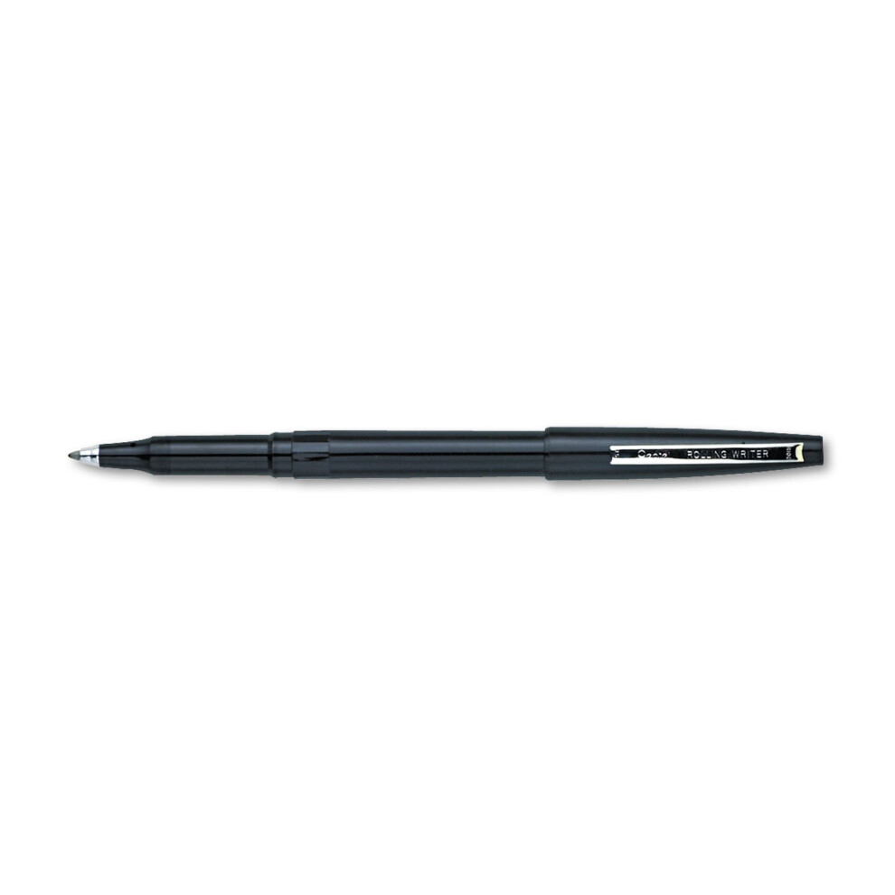 Pentel R100a Rolling Writer Stick Roller Ball Pen 8Mm Black Barrel/Ink Dozen