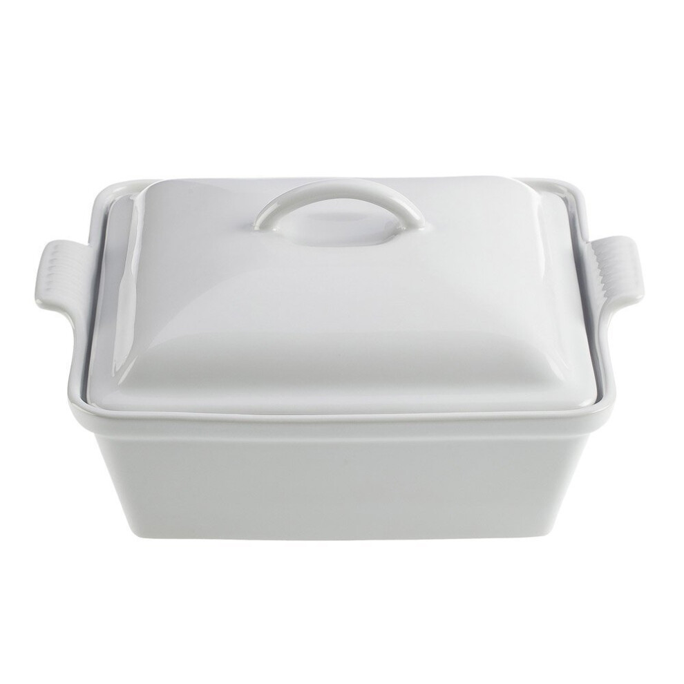 Le Creuset Stoneware Heritage Covered Square Casserole  2.5 qt. (9"""")  white