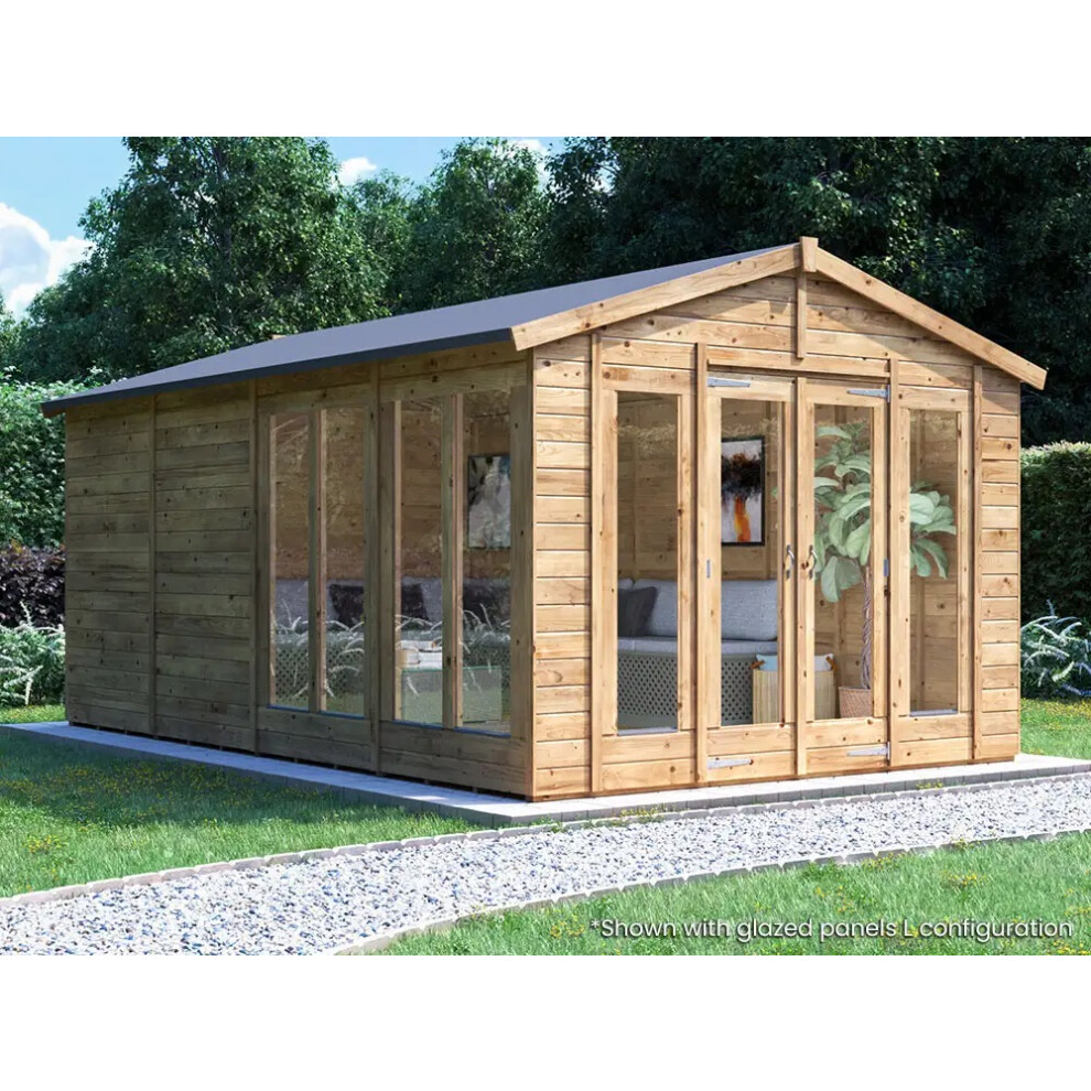 Dunster House Summerhouse 3m x 4.8m Modular Apex Fully Pressure Treated Timber RagePanda