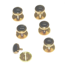 Pack Of 6 Screw On Dress Shirt Studs - Black And Gold