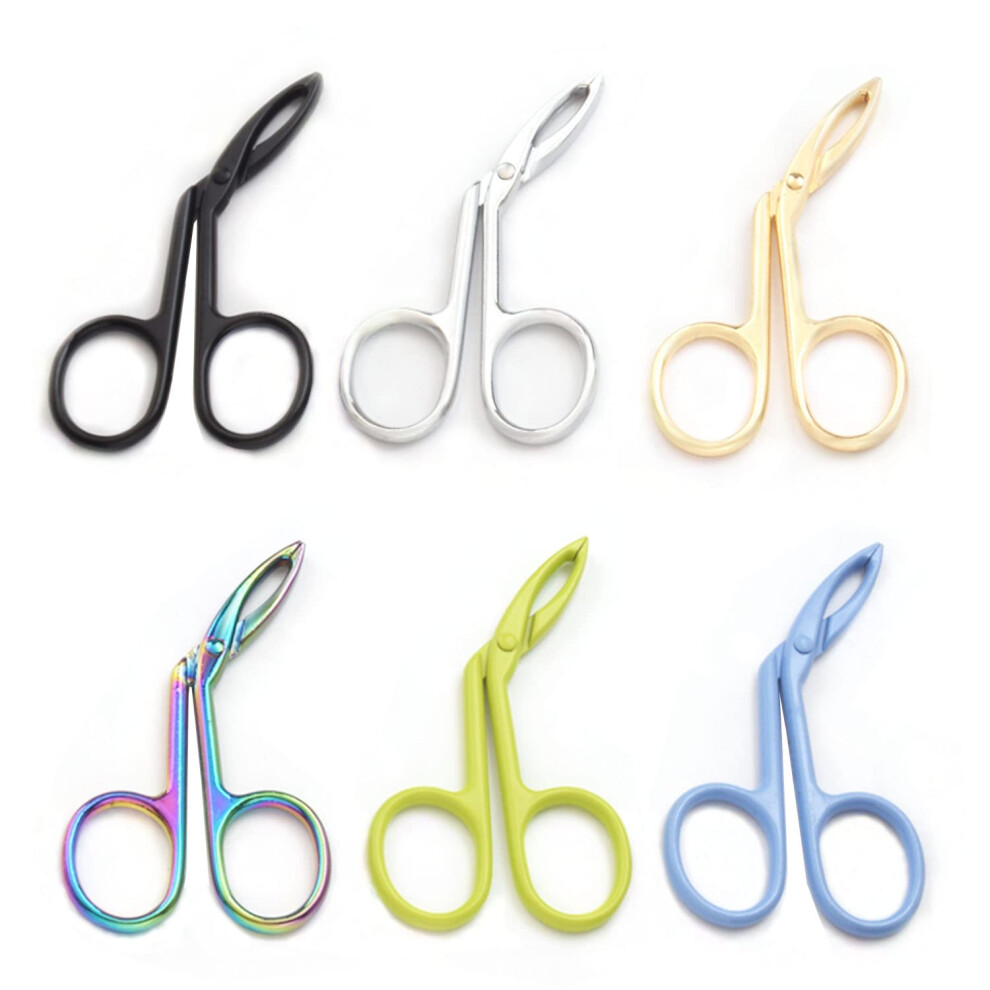 Yutoner 6 Pieces Scissors Shaped Eyebrow Tweezers Slanted Tip Tweezers Stainless Steel Scissor Handle Tweezers Brow Hair Remover Multicolors