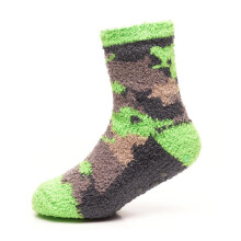 (7-10 Years (12.5-3.5), Camo Green) Kids Soft Fluffy Non-Slip Socks Age 3-14 Years