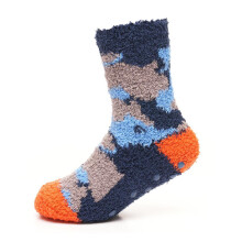 (11-14 Years (4-5.5), Camo Blue) Kids Soft Fluffy Non-Slip Socks Age 3-14 Years