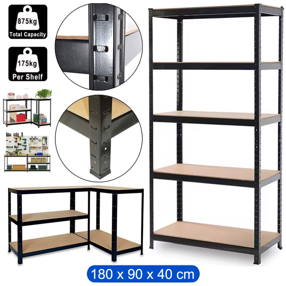 Heavy Duty 5 Tier Racking Shelves Garage Shelving Unit 180X90x40cm 8800216170977