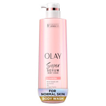 Olay Super Serum Body Wash for Normal Skin 24hr Long Lasting Hydration 5+ Ingredient Serum Complex for Bright Even Firm Luminous Skin 18.5 fl oz