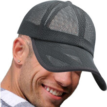 (4XL, Dark Gray) Mens Baseball Hat - Adjustable Sun Protection Mesh Baseball Hat - Sports & Outdoors Clothing, Fishing Accessories for Rock Climbing, Mountaineering,