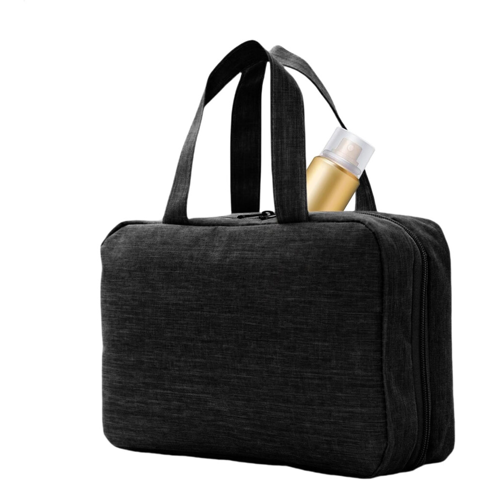 (Black) Hangable Travel Toiletry Bag,Makeup Brush Roll Up Case Pouch Holder | 4-In-1 Foldable Case Pouch Holder, Make Up Storage For Bathroom Black
