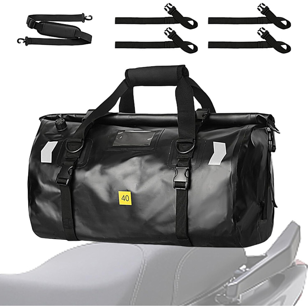 (Black) Waterproof Duffel Bag | 40L Waterproof Dry Backpack | Saddle Bags, Heavy Duty Dry Duffle Bags, Dry Duffle Bags for Swimming, Camping, Travel, Gym