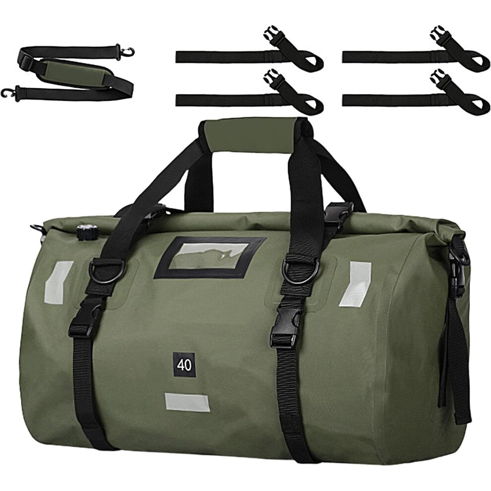 (Army ) Waterproof Duffel Bag | 40L Waterproof Dry Backpack | Saddle Bags, Heavy Duty Dry Duffle Bags, Dry Duffle Bags For Swimming, Camping, Tra Green
