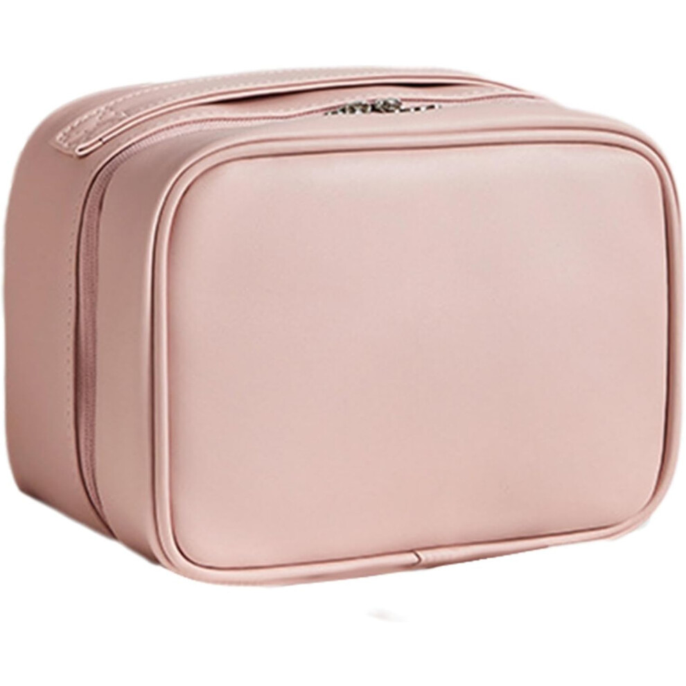 (Pink) Make up Bag - PU Leather Make up Bags for Women | Portable Women's Cosmetic Portable Organizer Toiletry Pouch Makeup Case Make up Bags for Women