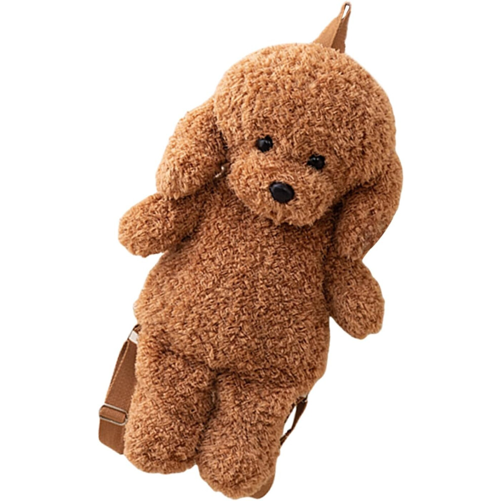 (Brown) Plush Backpack - Animal Shaped Plush Bag,Cute Realistic Adorable Dog Shape Purse For School Girls Children Women Outdoor Travel