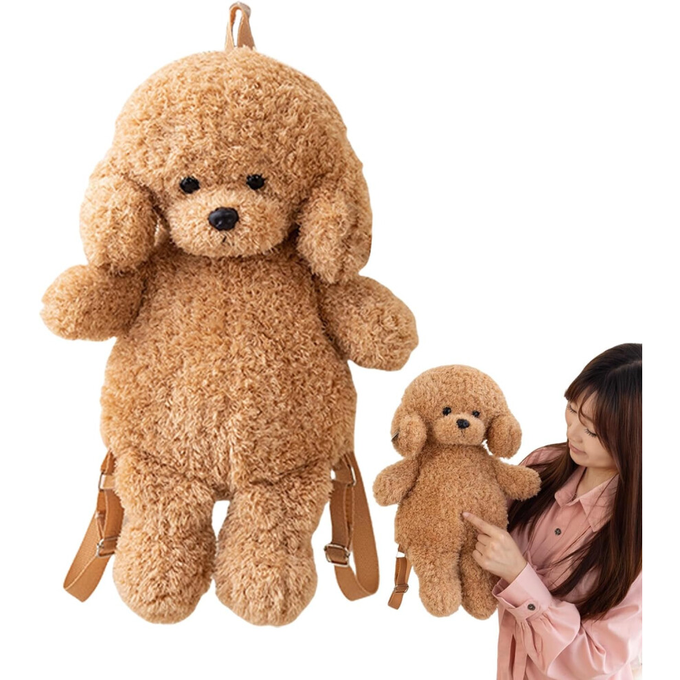 (Khaki) Plush Backpack - Animal Shaped Plush Bag,Cute Realistic Adorable Dog Shape Purse For School Girls Children Women Outdoor Travel