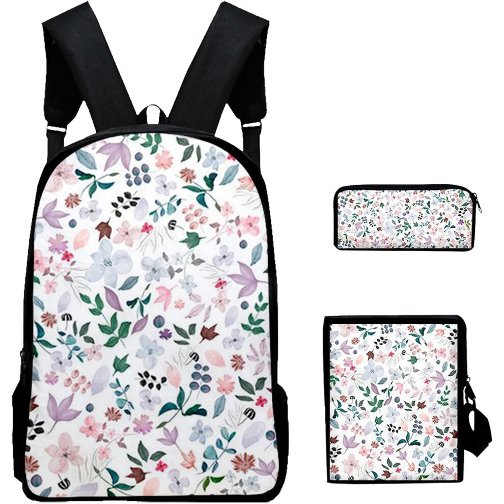 (Style 1) School Backpack with Lunch Bag,Printed Patterns School Backpack Set Girl School Backpack | Adjustable School Pencil Case School Bag with Lun