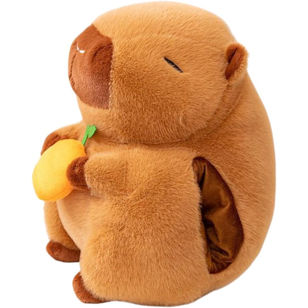 Capybara Backpack, Cartoon Stuffed Doll With Orange, Home Decoration Cute Children Plushie Animal Toy Backpack For Lovers