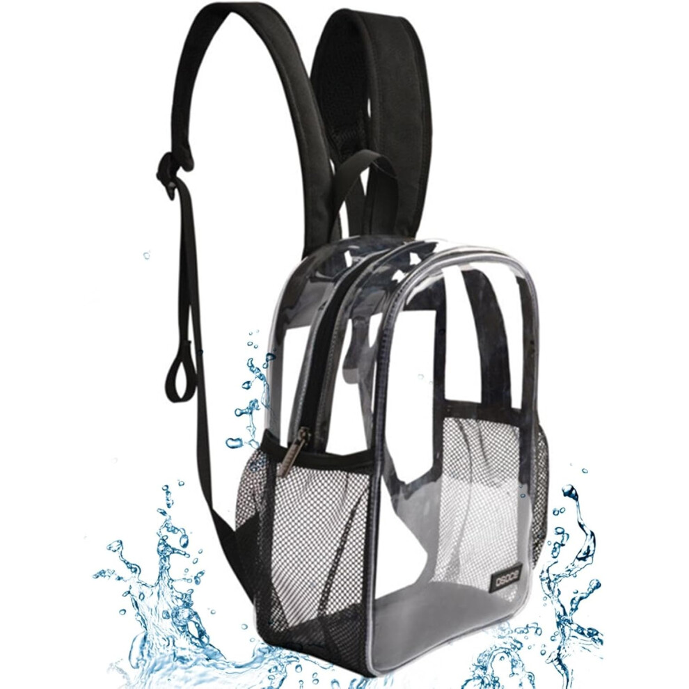 (Black) Clear Backpacks for School - Transparent Stadium Bag Casual Backpack | Heavy Duty Backpacks Large Capacity School Bag for College Student Men Women Ch