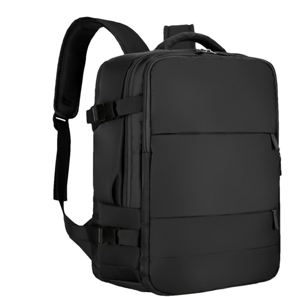 (Black) Carry On Backpack | Travel Weekender Bookbag,Wet And Dry Separation, Anti-Theft, Airline Approved, Waterproof, Rucksack For Women And Men Black