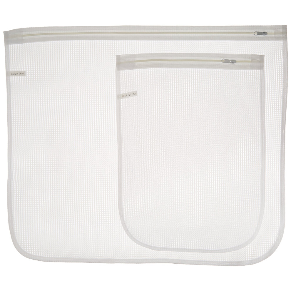 Whitmor Zippered Mesh Wash Bags - (2 Piece Set) White