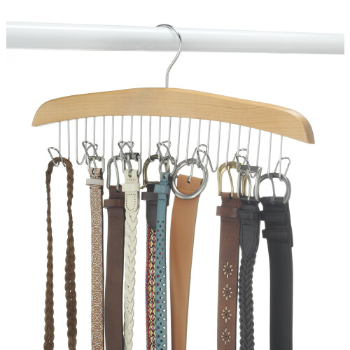 Whitmor Whitmor Wood Belt Hanger  Natural/Chrome 1