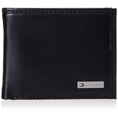 Tommy Hilfiger Tommy Hilfiger ανδρικό Slim Δερμάτινο Πορτοφόλι με Αφαιρούμενο Παράθυρο ID Μαύρο