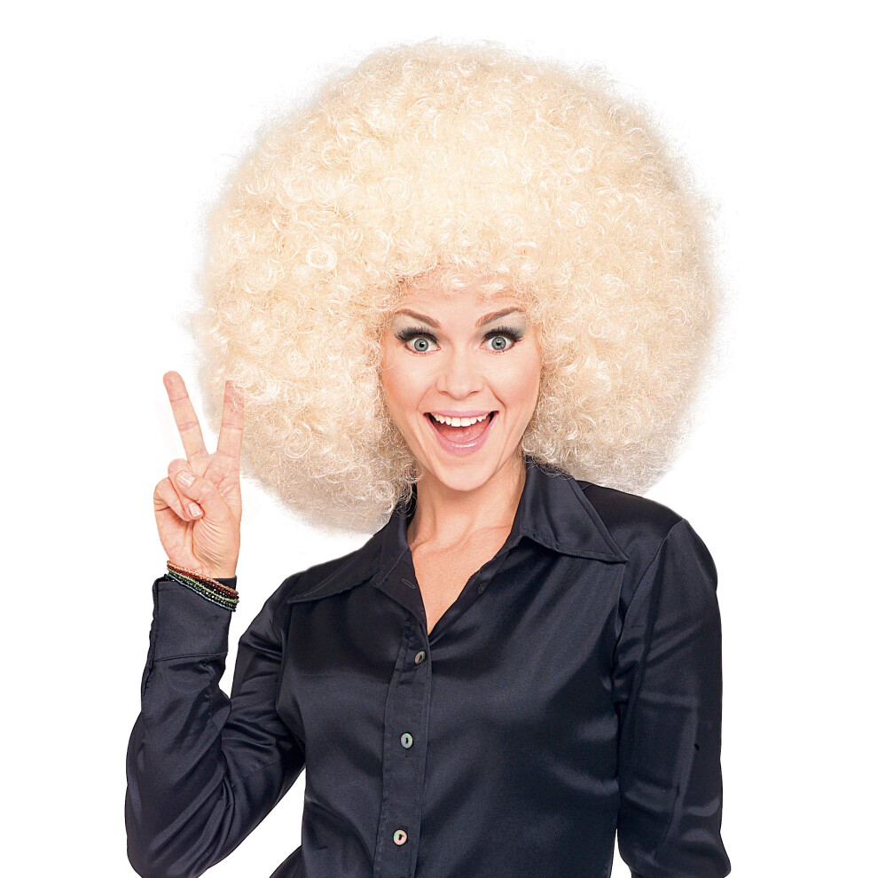 Rubies Super Size Blond Afro Wig, One Size Yellow