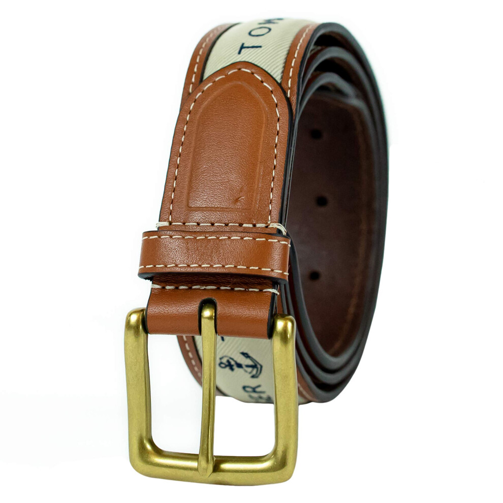 Tommy Hilfiger Men's Leather Casual Belt With Fabric Inlay 44 Not,Specified