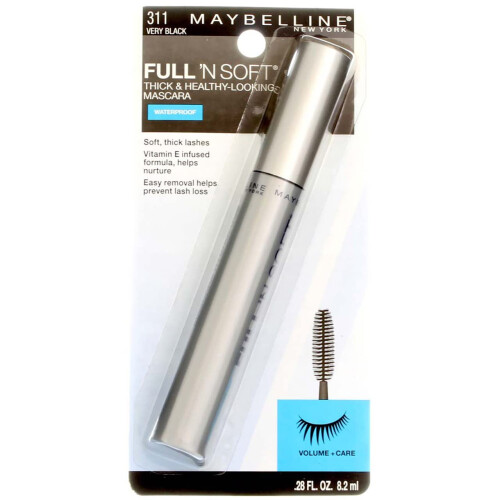 Maybelline Maybelline Full 'N Soft Waterproof Mascara, Πολύ Μαύρο, 1 Τεμάχιο 1