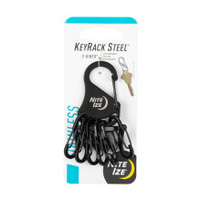 Nite Ize KeyRack Steel S-Biner - Key Carabiner Organizer with 6 S-Biners - Keychain Accessories to Hold Keys Securely and Separately - Black